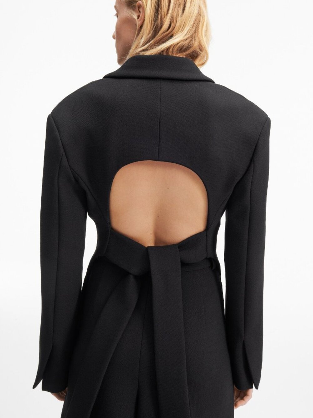 A.W.A.K.E. MODE x & Other Stories Black Open Back Tie Blazer EU 36